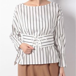 ノーリーズ(NOLLEY'S)の新品♡定価18,144円 ノーリーズ コットンブラウス ボーダーor ホワイト(シャツ/ブラウス(長袖/七分))