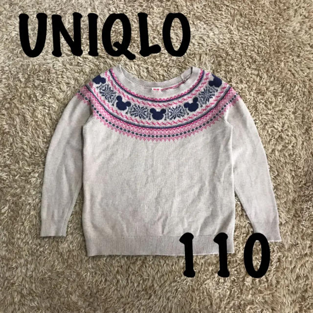UNIQLO(ユニクロ)のニットUNIQLO 110ミッキー ディズニートップス 長袖 男女兼用 セーター キッズ/ベビー/マタニティのキッズ服女の子用(90cm~)(ニット)の商品写真