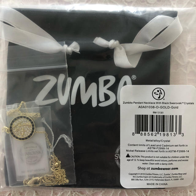 Zumba(ズンバ)のzumba ネックレス スワロフスキー 黒 金 ズンバウェア  スポーツ/アウトドアのトレーニング/エクササイズ(その他)の商品写真