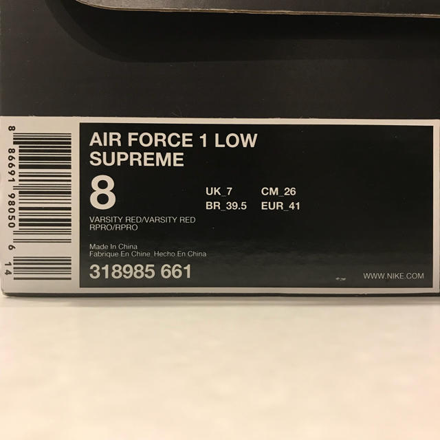 NIKE(ナイキ)の【世界100足限定！】 AIR FORCE 1 LOW SUPREME  メンズの靴/シューズ(スニーカー)の商品写真