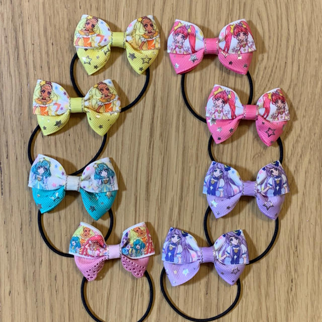 トゥインクルプリキュア♡リボンゴム♡８点セット♡こども ハンドメイドのキッズ/ベビー(ファッション雑貨)の商品写真