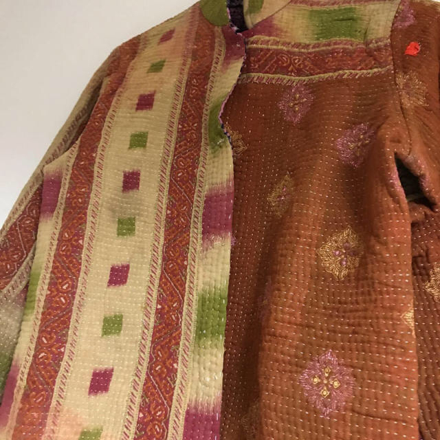 インド 手刺繍 ラリーキルトコート 刺し子 カンタ刺繍 ジャケット 綿100％