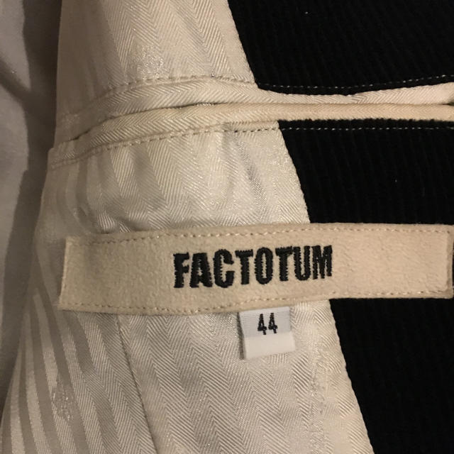 FACTOTUM(ファクトタム)のFACTOTUM コーデュロイジャケット サイズ44 黒 日本製 牛革使用  メンズのジャケット/アウター(テーラードジャケット)の商品写真