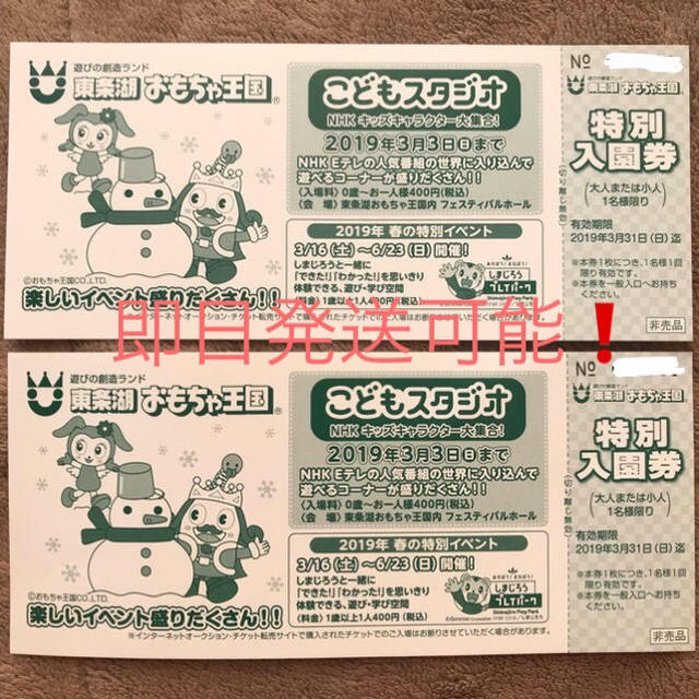 【送料込】東条湖 おもちゃ王国 特別入園券 2枚 チケットの施設利用券(遊園地/テーマパーク)の商品写真