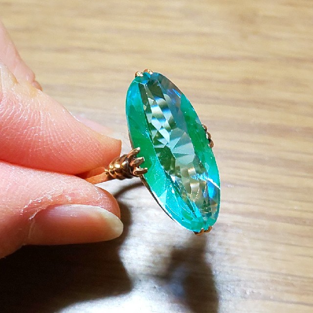 K18  ミントグリーン  千本透かしリング レディースのアクセサリー(リング(指輪))の商品写真