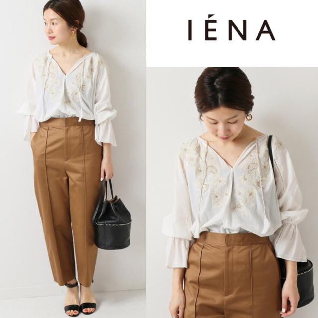 新品 未使用 IENA エンブロイダリー7分袖 ブラウス