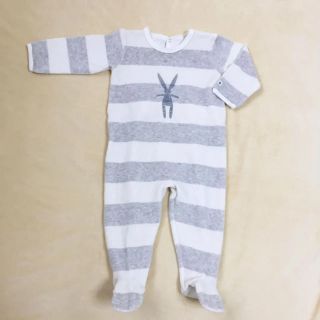 プチバトー(PETIT BATEAU)のpetit bateau☆ベロア足つきロンパース☆12m(ロンパース)