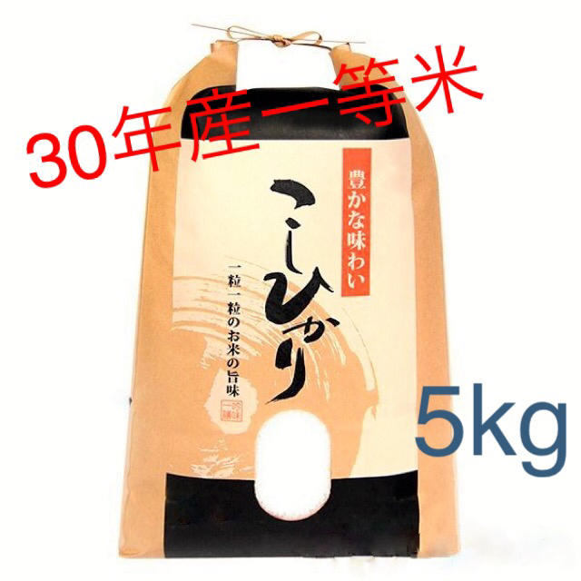 農家直送1等米5kg♪30年産コシヒカリ100%精米済み送料無料 食品/飲料/酒の食品(米/穀物)の商品写真