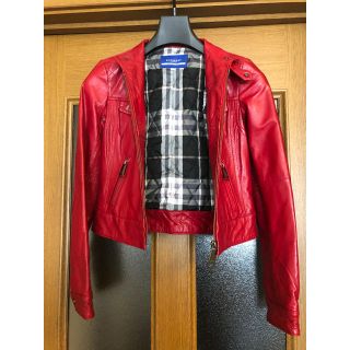 バーバリーブルーレーベル(BURBERRY BLUE LABEL)のバーバリーブルーレーベル本革レザーライダースジャケットスタンドカラー(ライダースジャケット)