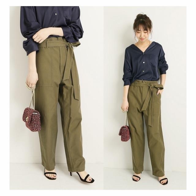 2018S/S Spick&Span ウエストリボン バックサテンベイカーパンツ