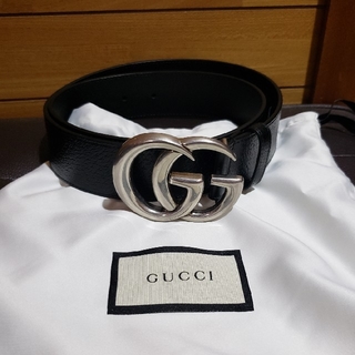 Gucci - グッチ GUCCI GGベルト サイズ80 ブラック&シルバー 美品の 