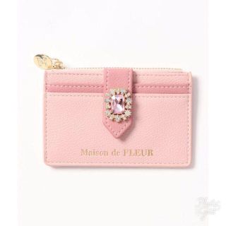 メゾンドフルール(Maison de FLEUR)のピンク Maison de FLEUR ビジューカードケース (名刺入れ/定期入れ)