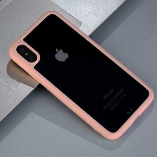 iPhoneＸ iPhoneＸs 　ケース 背面クリア 耐衝撃　 ♪ピンク(iPhoneケース)