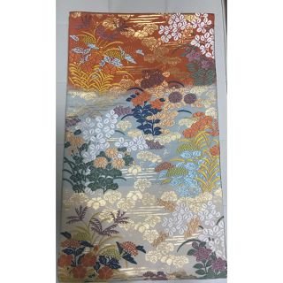 ニシジン(西陣)の西陣　河合美術織物謹製　六通柄袋帯　唐織　秋草文　金糸　逸品 証紙付き(帯)