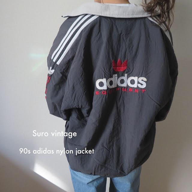 90s adidas ナイロンジャケット 刺繍ロゴ  レディース