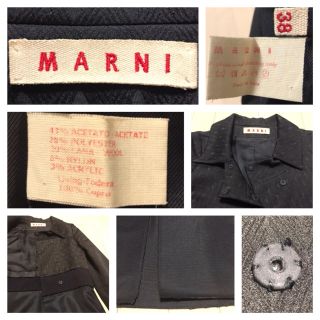 本物 MARNI マルニ 生地切替 スーツ風 ロング ジャケット 38 ブラック