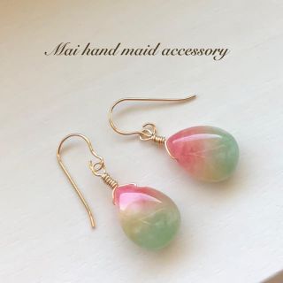 ☆③レッド&グリーンジェード K14GFピアス☆(ピアス)