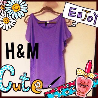 エイチアンドエム(H&M)の肩出し♡ラベンダートップス(Tシャツ(半袖/袖なし))