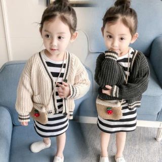 ザラキッズ(ZARA KIDS)のニットカーディガン　ホワイト　110(カーディガン)