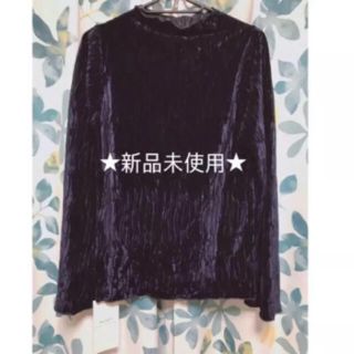 韓国ファッション  ベロア薄手トップス  ネイビー  美品  オシャレ(ニット/セーター)