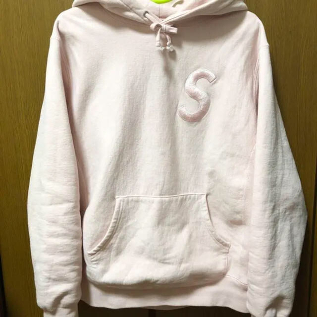 supreme パーカー slogo sロゴ peach ピーチ M sizeパーカー