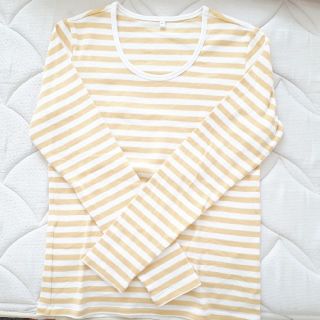 ムジルシリョウヒン(MUJI (無印良品))の★美品★【MUJI】ボーダー長袖Tシャツ　sizeＬ(Tシャツ(長袖/七分))