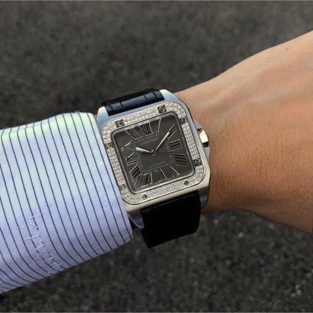 Cartier 美品カルティエ Cartier サントス100 Lm グレー文字 メンズ 腕時計の通販 By Balocco S Shop カルティエならラクマ