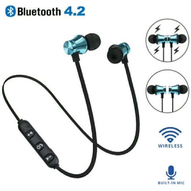 Bluetooth ワイヤレスマグネットイヤホン スマホ/家電/カメラのオーディオ機器(ヘッドフォン/イヤフォン)の商品写真