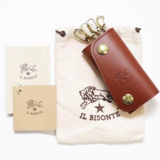 イルビゾンテ(IL BISONTE)の新品 正規品 イルビゾンテ キーケース スマートキー ケース あか茶 ブラウン(キーホルダー)