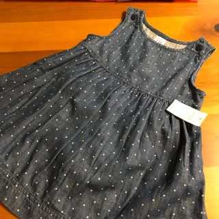 ベビーギャップ(babyGAP)のbaby GAP ワンピース ジャンスカ 新品90cm デニム ドット柄(ワンピース)