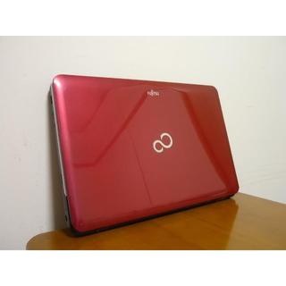 フジツウ(富士通)の人気の赤ルビーレッド 高速デュアルコア HDD500G メモリ4G(ノートPC)