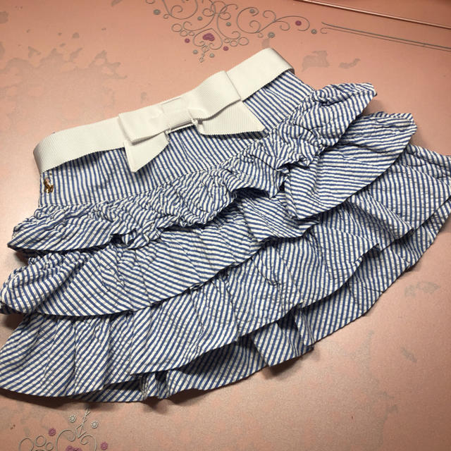 Ralph Lauren(ラルフローレン)のラルフローレン フリルスカート リボンベルト付き サイズ100 キッズ/ベビー/マタニティのキッズ服女の子用(90cm~)(スカート)の商品写真
