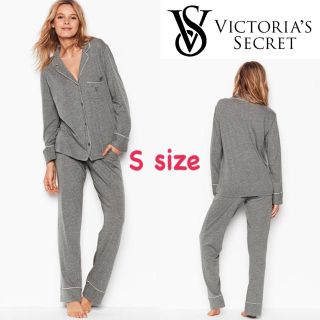 ヴィクトリアズシークレット(Victoria's Secret)の新品 ヴィクトリアシークレット グレー ピンク パイピング パジャマ 上下 S(パジャマ)