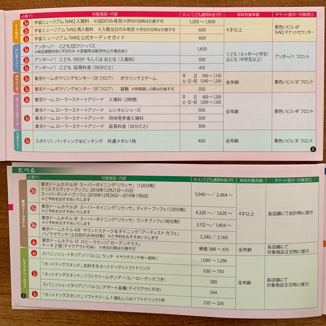 東京ドームシティ 金券 割引券 6000〜8000円相当