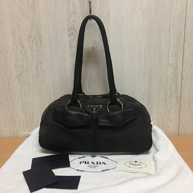 【PRADA】定価25万程 デニム✖️本革 ハンドバッグバッグ