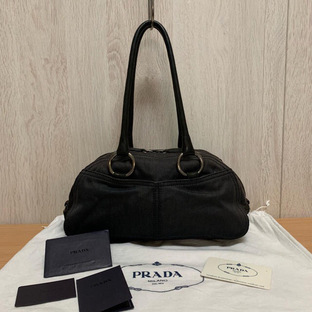 PRADA】定価25万程 デニム✖️本革 ハンドバッグ PRADA】定価25万程 デニム✖️本革 ハンドバッグ