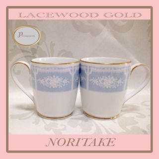 ノリタケ(Noritake)の ノリタケ ファインポーセレン レースウッド、ペアー マグカップ［USED］(食器)