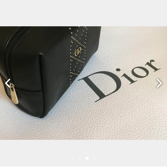 Christian Dior(クリスチャンディオール)の新品非売品★Dior★ディオール ポーチ 黒 ゴールド スタッズ付 レディースのファッション小物(ポーチ)の商品写真