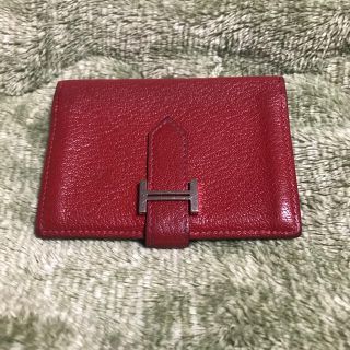 エルメス(Hermes)のエルメス ベアン 名刺ケース □Q刻印あり レッド(名刺入れ/定期入れ)