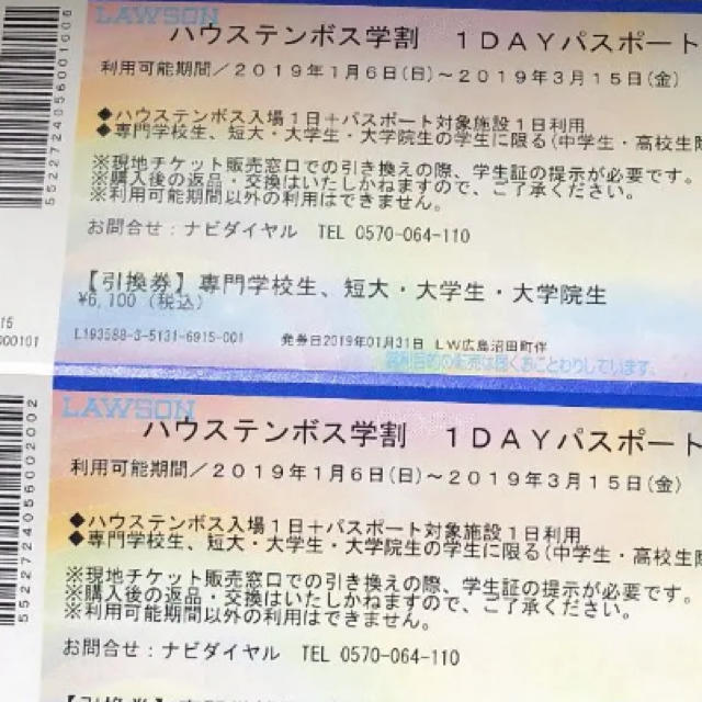 2枚 ハウステンボス パスポート 学割 限定 2枚 ハウステンボス パスポート 学割 限定
