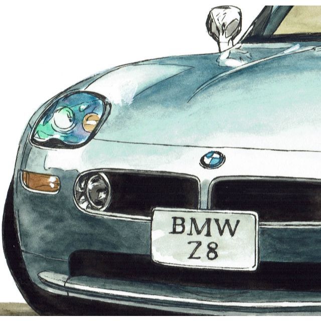 GC-1052 BMW Z8限定版画 直筆サイン額装●作家平右ヱ門 4