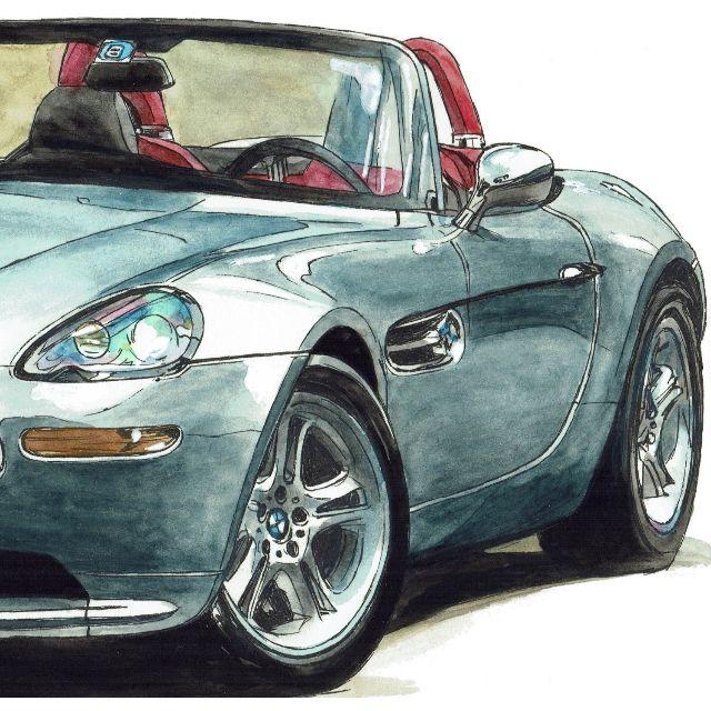 GC-1052 BMW Z8限定版画 直筆サイン額装●作家平右ヱ門 3