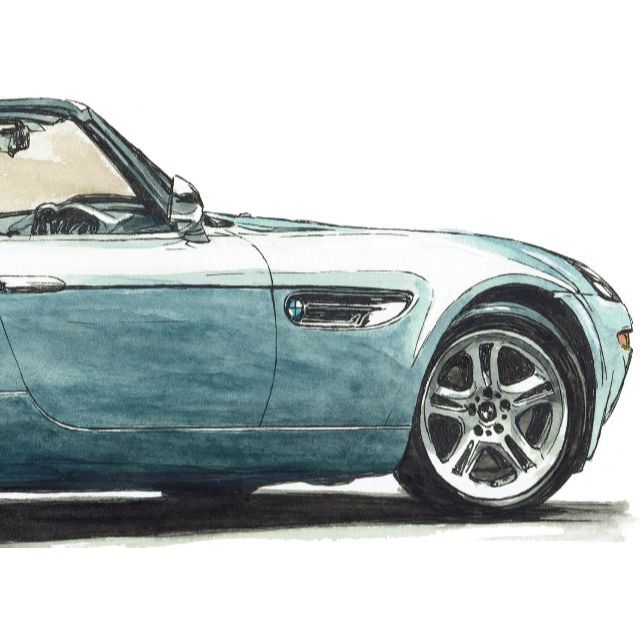 GC-1054 BMW Z8限定版画 直筆サイン額装●作家平右ヱ門 5