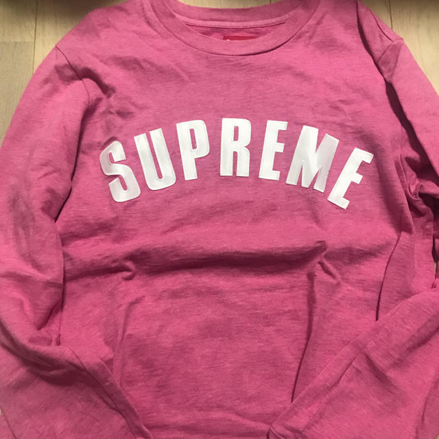 supreme アーチロゴ ロンT pink S