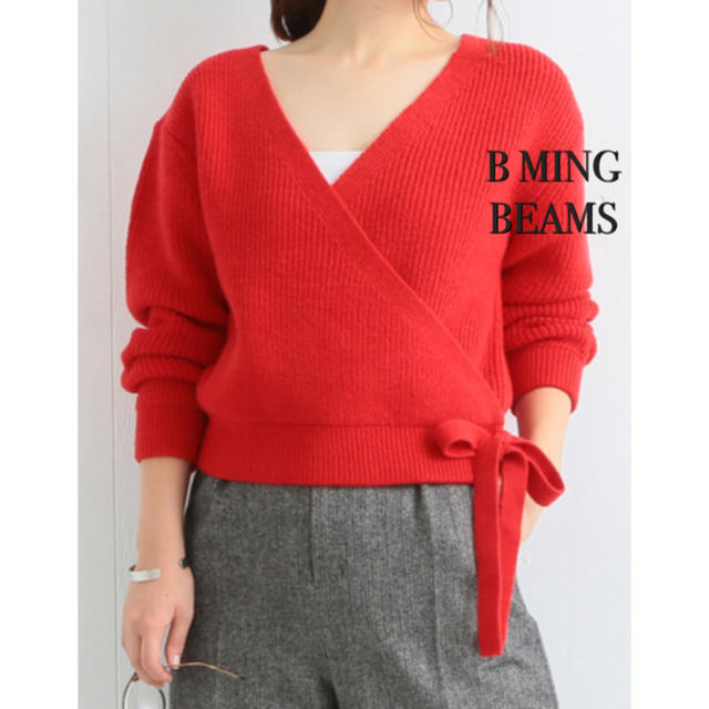 BEAMS(ビームス)の【美品】B MING BEAMS ビームス カシュクールニット レッド レディースのトップス(ニット/セーター)の商品写真