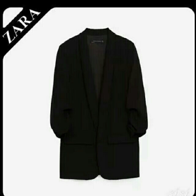 美品 ZARAクレープ地ブレザー black