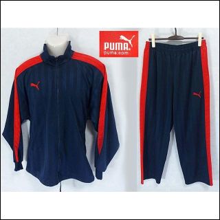 プーマ(PUMA)の【PUMA】 極美品 プーマ ジャージ ネイビー/レッド 上下セット L～O/O(ジャージ)