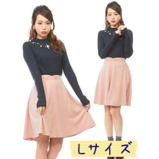 ユメテンボウ(夢展望)の夢展望☆新品♪大きいサイズL＊ウエストカシュクール＊フェミニンフレアスカート(ひざ丈スカート)