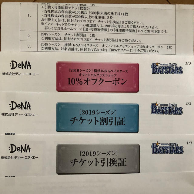 【専用】DeNA 2019年シーズン 株主優待 女性 送料込 チケットのスポーツ(野球)の商品写真