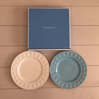 ウェッジウッド(WEDGWOOD)のウエッジウッド アイボリー ブルー ペアプレート(食器)